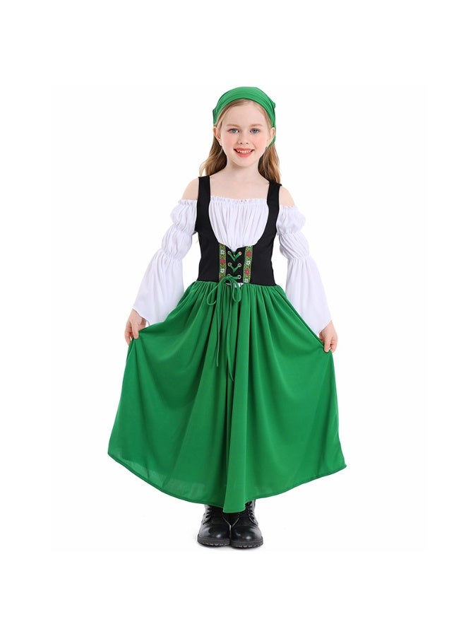 نيبمينينت Renaissance Medieval Princess Costume Dress for Girls | Victorian Bell Sleeve Off-Shoulder Gown with Headband | Fancy Dress-Up for Halloween, Cosplay, Themed Parties (Ages 4-16 Years) - Image 1